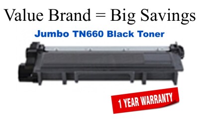 TN660 Jumbo Black Compatible Value Brand Brother Jumbo Toner 70% Higher Yield