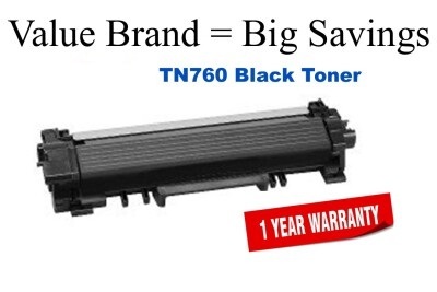 TN760 Black Compatible Value Brand Brother toner