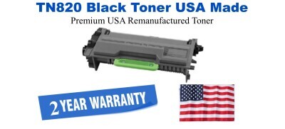 TN820 Black Premium USA Remanufactured Brand Toner