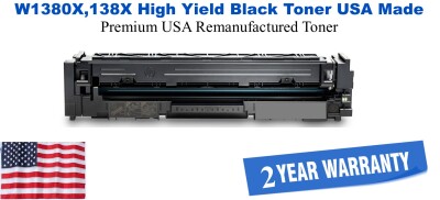 W1380X, 138X High Yield Black Premium USA Remanufactured Brand Toner