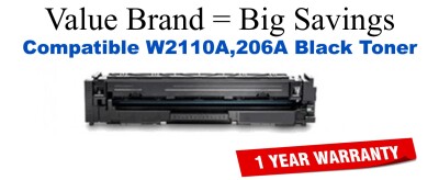 W2110A,206A Black Compatible Value Brand Toner