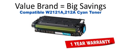 W2121A,212A Cyan Compatible Value Brand Toner