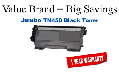 TN450 Jumbo Black Compatible Value Brand Brother Jumbo Toner 70% Higher Yield