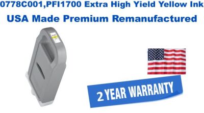 0778C001,PFI1700 Extra High Yield Yellow Premium USA Made Remanufactured ink