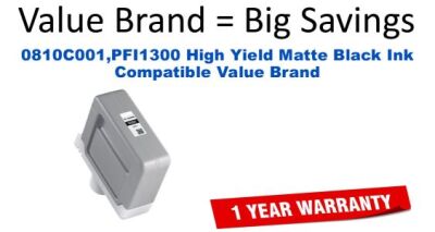 0810C001,PFI1300 High Yield Matte Black Compatible Value Brand ink