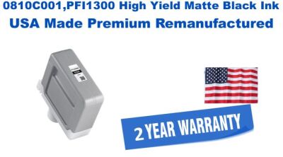 0810C001,PFI1300 High Yield Matte Black Premium USA Made Remanufactured  ink