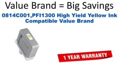 0814C001,PFI1300 High Yield Yellow Compatible Value Brand ink