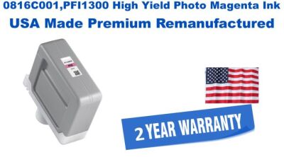 0816C001,PFI1300 High Yield Photo Magenta Premium USA Made Remanufactured  ink