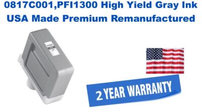0817C001,PFI1300 High Yield Gray Premium USA Made Remanufactured ink