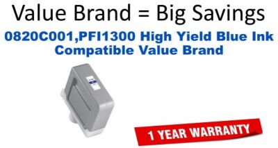 0820C001,PFI1300 High Yield Blue Compatible Value Brand ink