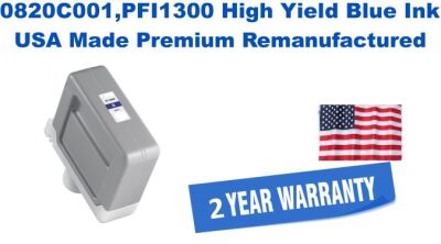 0820C001,PFI1300 High Yield Blue Premium USA Made Remanufactured ink