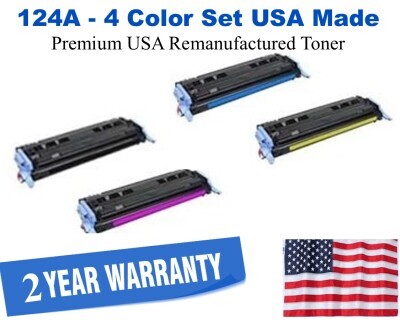 124A Series 4-Color Set Premium USA Made Remanufactured HP toner Q6000A,Q6001A,Q6002A,Q6003A