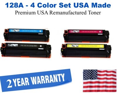 128A Series 4-Color Set Premium USA Made Remanufactured HP toner CE320A,CE321A,CE322A,CE323A