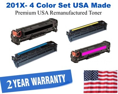 201X High Yield Series 4-Color Set Premium USA Made Remanufactured HP toner CF400X,CF401X,CF402X,CF403X