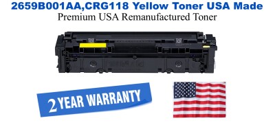 2659B001AA,CRG118 Yellow Premium USA Made Remanufactured Canon toner