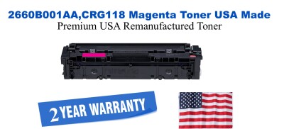 2660B001AA,CRG118 Magenta Premium USA Made Remanufactured Canon toner