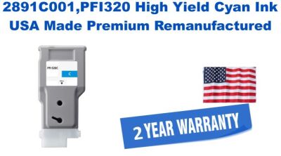 2891C001,PFI320 High Yield Cyan Premium USA Made Remanufactured ink