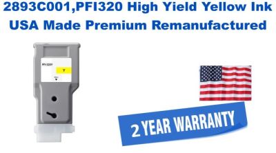 2893C001,PFI320 High Yield Yellow Premium USA Made Remanufactured ink
