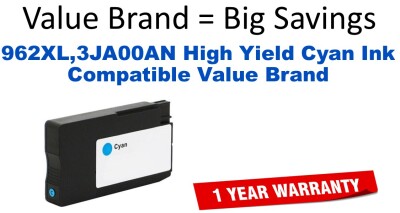 962XL,3JA00AN High Yield Cyan Compatible Value Brand ink