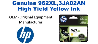 962XL,3JA02AN Genuine High Yield Yellow HP Ink
