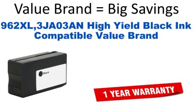962XL,3JA03AN High Yield Black Compatible Value Brand ink