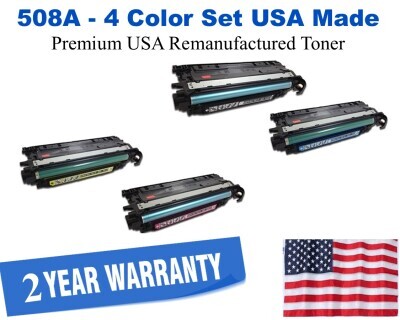 508A Series 4-Color Set Premium USA Made Remanufactured HP toner CF360A,CF361A,CF362A,CF363A