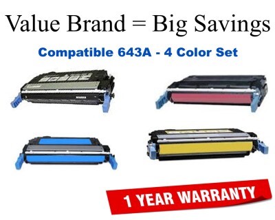 643A 4-Color Set Compatible Value Brand toner Q5950A,Q5951A,Q5952A,Q5953A