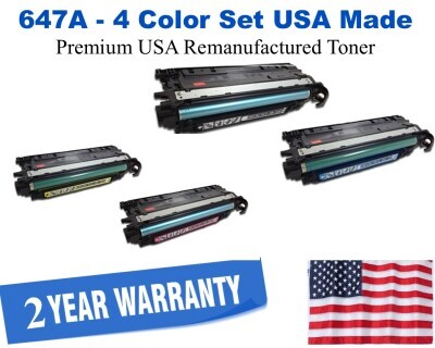 647A,648A Series 4-Color Set Premium USA Made Remanufactured HP toner CE260A,CE261A,CE262A,CE263A
