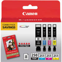Genuine Canon 6497B004 Black & Color Ink Cartridge (PGI-250 PGBK/CLI-251 C/M/Y)