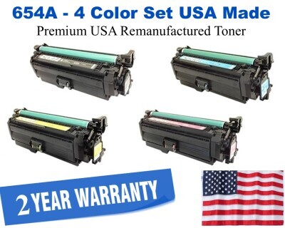 654X, 654A Series 4-Color Set Premium USA Made Remanufactured HP toner CF330X,CF331A,CF332A,CF333A