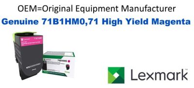 Genuine Lexmark 71B1HM0 Magenta High Yield Toner 3,500 Yield