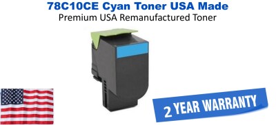 Lexmark 78C10CE Cyan Remanufactured Toner 1400 