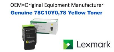 Genuine Lexmark 78C10Y0 Yellow Toner