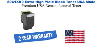 80C1XK0 Extra High Yield Black Premium USA Remanufactured Brand Toner