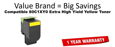 80C1XY0 Extra High Yield Yellow Compatible Value Brand Toner