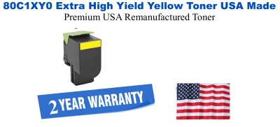 80C1XY0 Extra High Yield Yellow Premium USA Remanufactured Brand Toner
