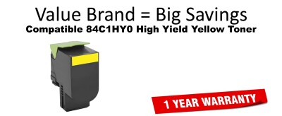 84C1HY0 High Yield Yellow Compatible Value Brand Toner
