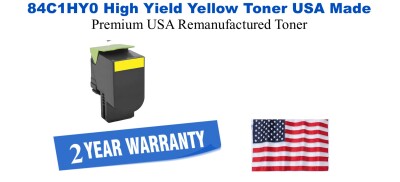 84C1HY0 High Yield Yellow Premium USA Remanufactured Brand Toner