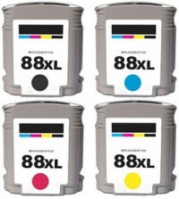 4-Pack 88XL, Black,Cyan,Magenta,Yellow Compatible Value Brand Inks C9391AN,C9392AN,C9393AN,C9396AN