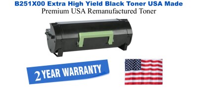B251X00 Extra High Yield Black Premium USA Remanufactured Brand Toner