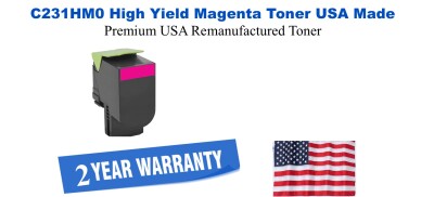 C231HM0 High Yield Magenta Premium USA Remanufactured Brand Toner