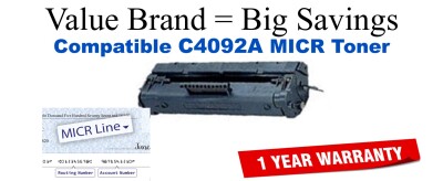 C4092A,92A MICR Compatible Value Brand toner