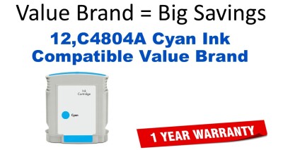 12,C4804A Cyan Compatible Value Brand ink