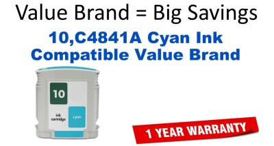 10,C4841A Cyan Compatible Value Brand ink