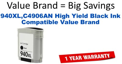 940XL,C4906AN High Yield Black Compatible Value Brand ink