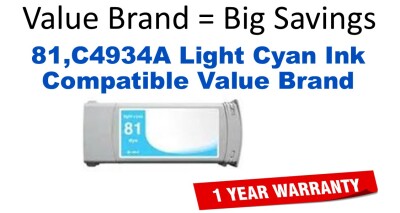 81,C4934A Light Cyan Compatible Value Brand ink