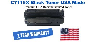 C7115X,15X High Yield Black Premium USA Remanufactured Brand Toner
