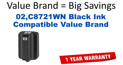02,C8721WN Black Compatible Value Brand ink