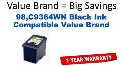 98,C9364WN Black Compatible Value Brand ink