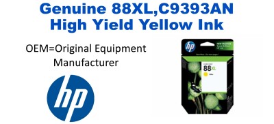 88XL,C9393AN Genuine High Yield Yellow HP Ink